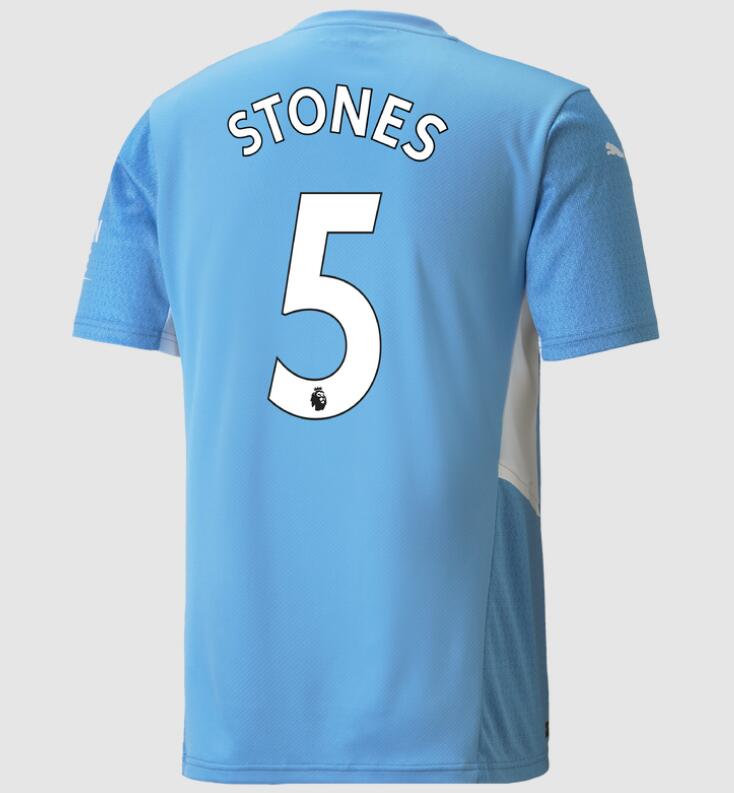 2021/22 Manchester City Home Kit Soccer Jersey with John Stones 5 printing